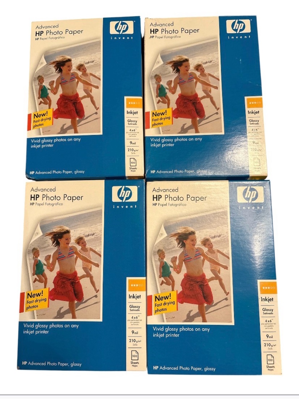 Lot of 4 boxes HP Advanced Photo Paper, Glossy, 4x6 in, 100 sheets per box